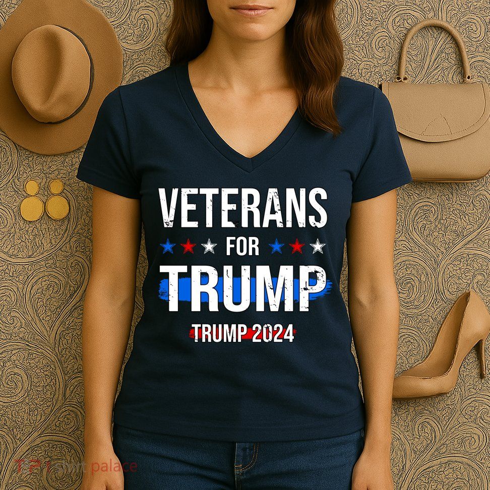 Veterans For Trump 2024 Women's V-Neck T-Shirt