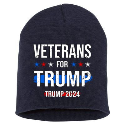 Veterans For Trump 2024 Short Acrylic Beanie