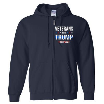 Veterans For Trump 2024 Full Zip Hoodie