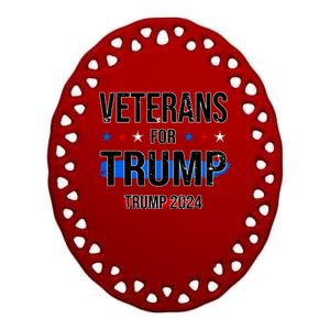 Veterans For Trump 2024 Ceramic Oval Ornament