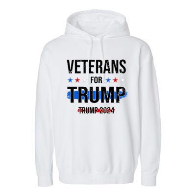 Veterans For Trump 2024 Garment-Dyed Fleece Hoodie