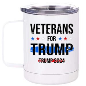 Veterans For Trump 2024 12 oz Stainless Steel Tumbler Cup