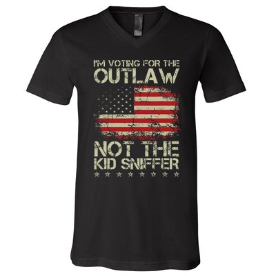 Voting For The Outlaw Political Humor V-Neck T-Shirt