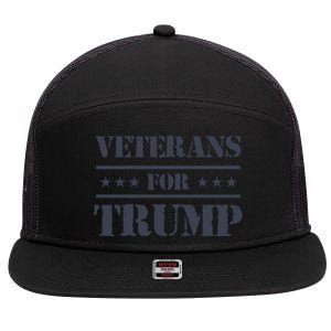 Veterans For Trump 2024 7 Panel Mesh Trucker Snapback Hat