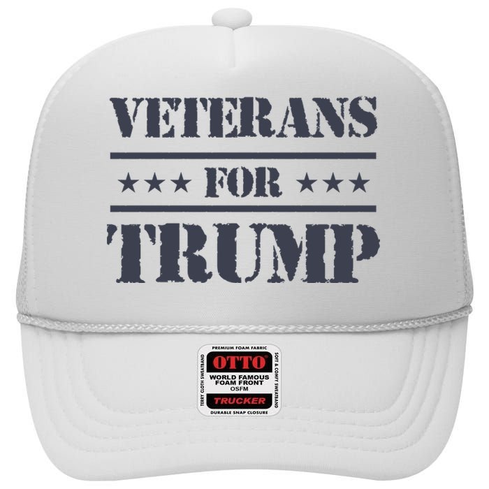 Veterans For Trump 2024 High Crown Mesh Back Trucker Hat