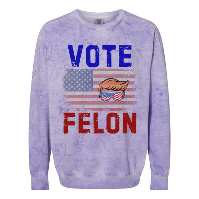 Vote Felon Trump 2024 45 And 47 Funny Vote For The Felon Design Colorblast Crewneck Sweatshirt