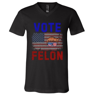 Vote Felon Trump 2024 45 And 47 Funny Vote For The Felon Design V-Neck T-Shirt