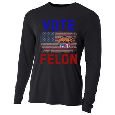 Vote Felon Trump 2024 45 And 47 Funny Vote For The Felon Design Cooling Performance Long Sleeve Crew