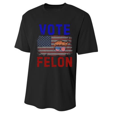 Vote Felon Trump 2024 45 And 47 Funny Vote For The Felon Design Performance Sprint T-Shirt