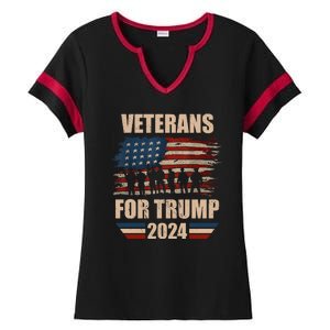 Veterans For Trump 2024 Pro American Troops Ladies Halftime Notch Neck Tee