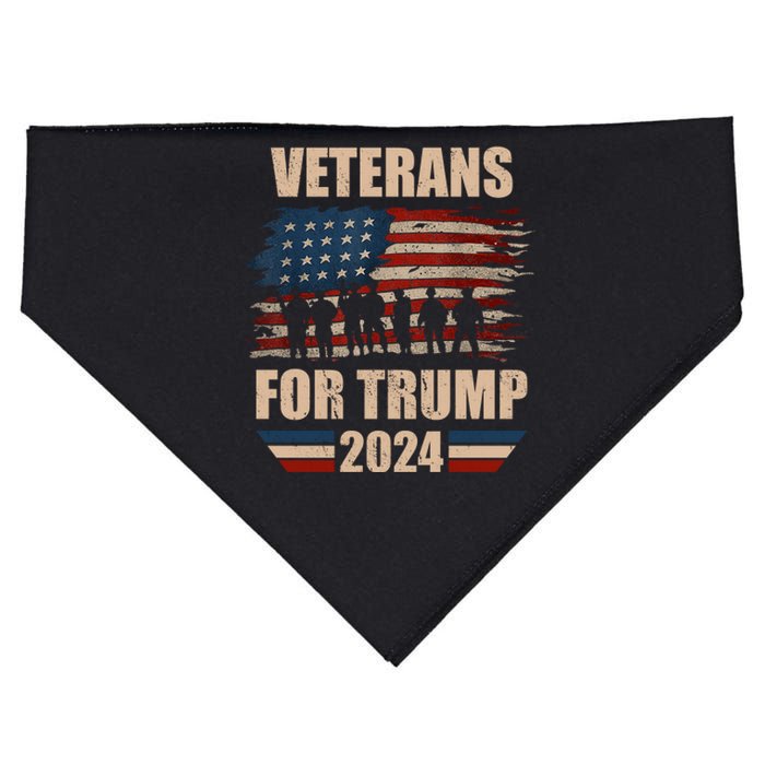 Veterans For Trump 2024 Pro American Troops USA-Made Doggie Bandana