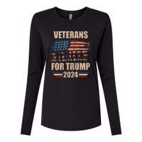 Veterans For Trump 2024 Pro American Troops Womens Cotton Relaxed Long Sleeve T-Shirt