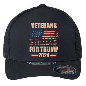 Veterans For Trump 2024 Pro American Troops Flexfit Unipanel Trucker Cap