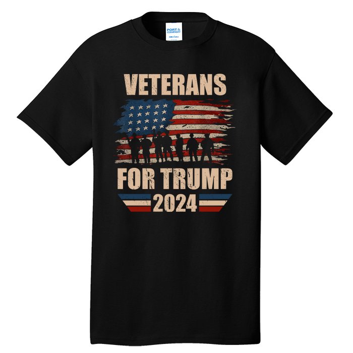 Veterans For Trump 2024 Pro American Troops Tall T-Shirt