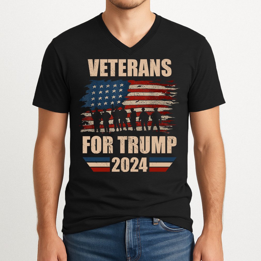 Veterans For Trump 2024 Pro American Troops V-Neck T-Shirt