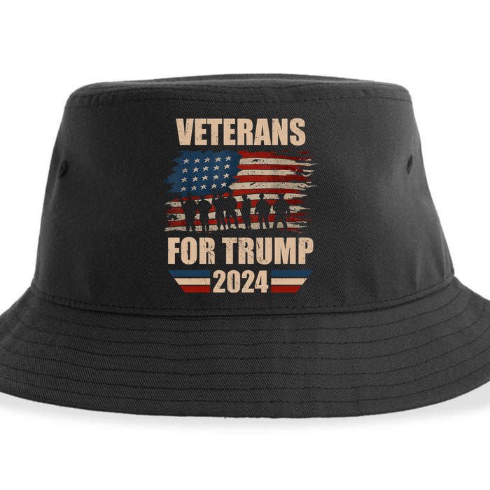 Veterans For Trump 2024 Pro American Troops Sustainable Bucket Hat