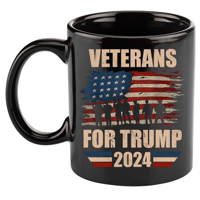 Veterans For Trump 2024 Pro American Troops 11oz C Handle Ceramic Mug