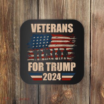 Veterans For Trump 2024 Pro American Troops Coaster