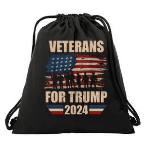 Veterans For Trump 2024 Pro American Troops Drawstring Bag