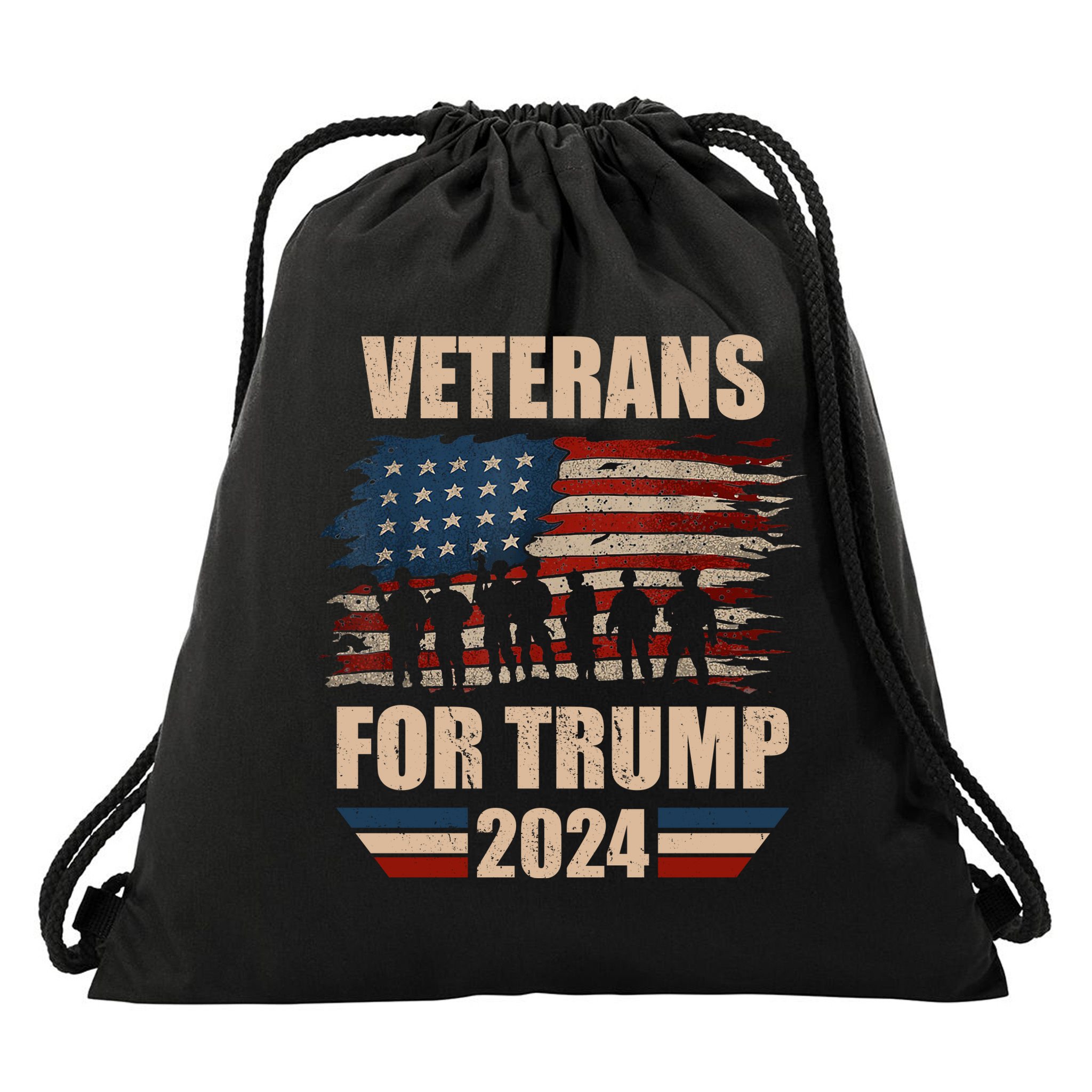 Veterans For Trump 2024 Pro American Troops Drawstring Bag