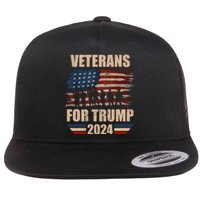 Veterans For Trump 2024 Pro American Troops Flat Bill Trucker Hat