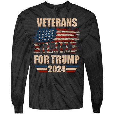 Veterans For Trump 2024 Pro American Troops Tie-Dye Long Sleeve Shirt
