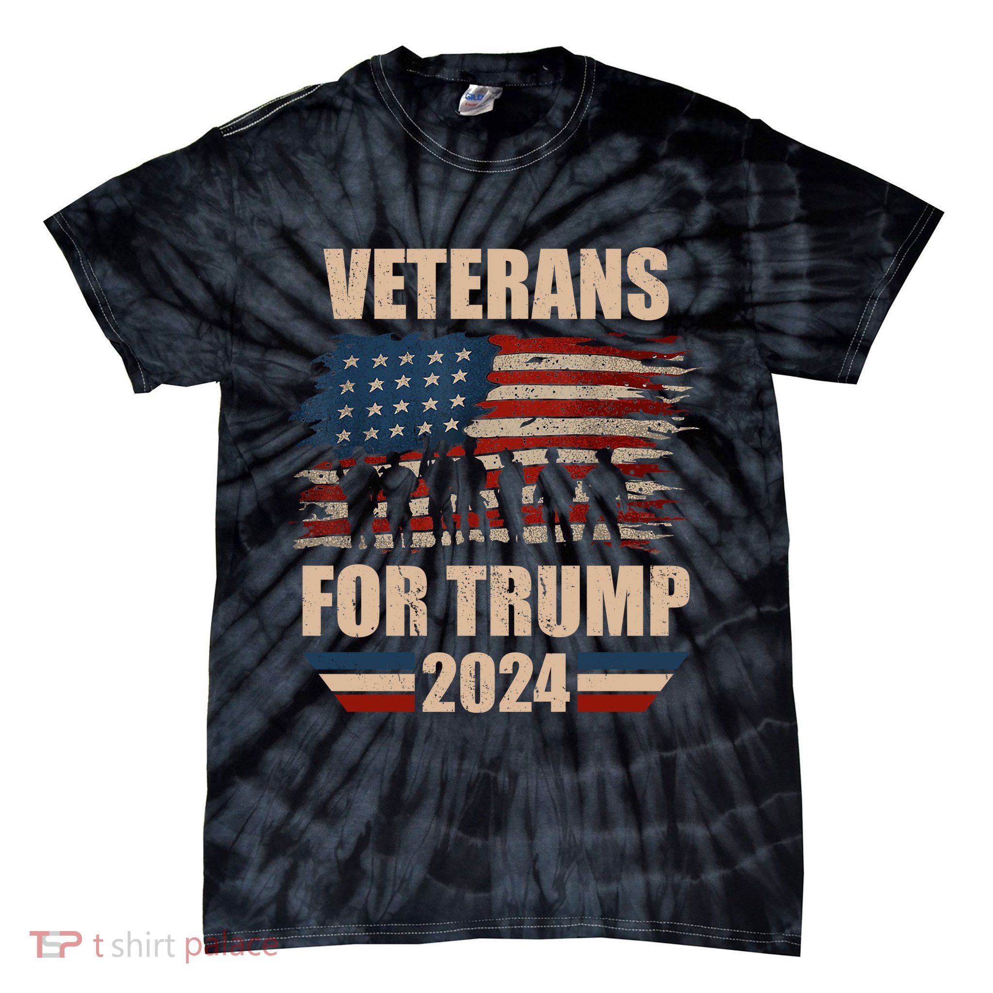 Veterans For Trump 2024 Pro American Troops Tie-Dye T-Shirt