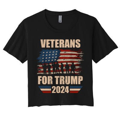Veterans For Trump 2024 Pro American Troops Crop Top