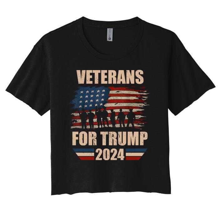 Veterans For Trump 2024 Pro American Troops Women's Crop Top Tee