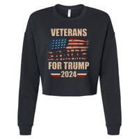 Veterans For Trump 2024 Pro American Troops Cropped Pullover Crew