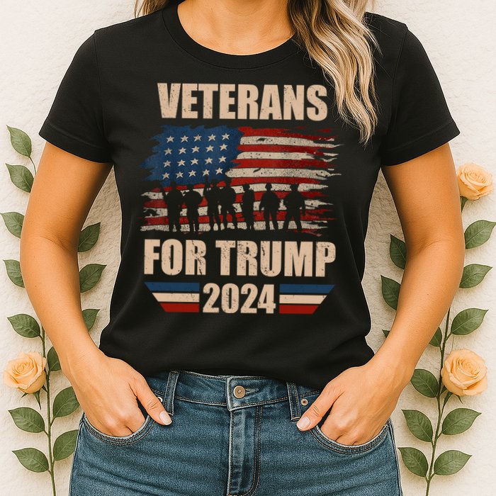 Veterans For Trump 2024 Pro American Troops Womens T-Shirt