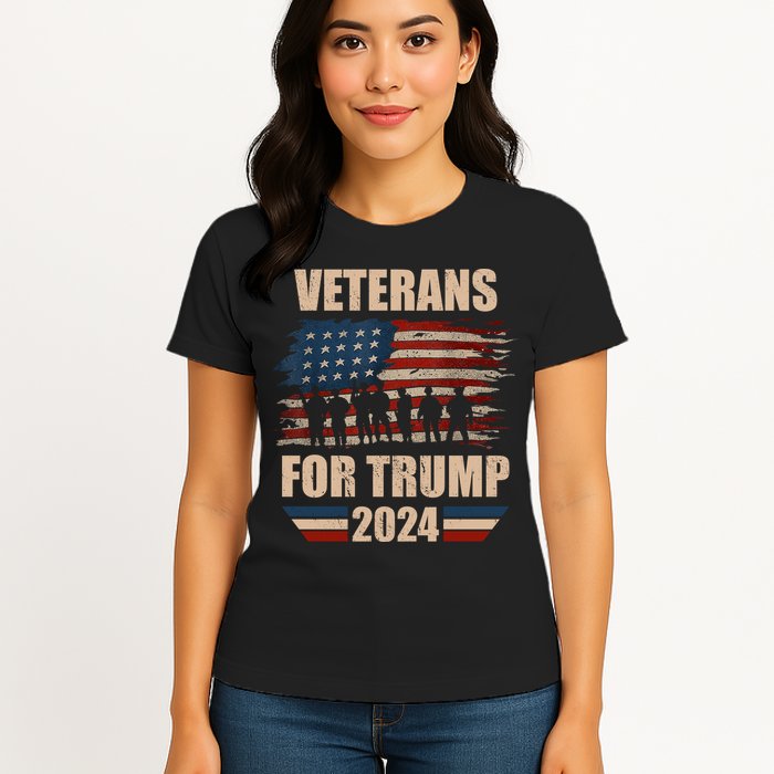 Veterans For Trump 2024 Pro American Troops Womens T-Shirt