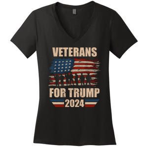 Veterans For Trump 2024 Pro American Troops Women's V-Neck T-Shirt