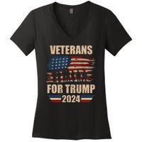 Veterans For Trump 2024 Pro American Troops Women's V-Neck T-Shirt