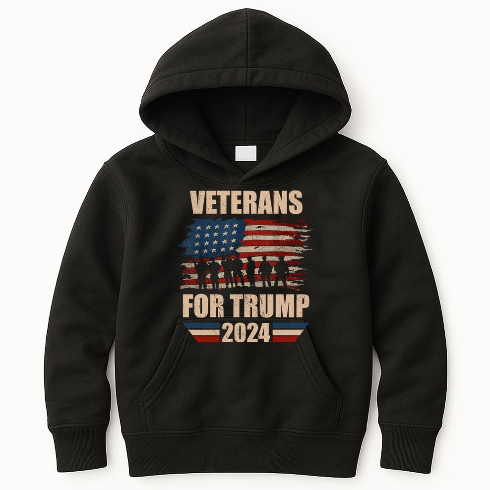 Veterans For Trump 2024 Pro American Troops Kids Hoodie