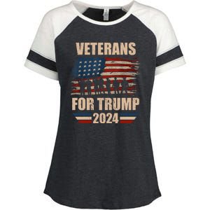 Veterans For Trump 2024 Pro American Troops Enza Ladies Jersey Colorblock Tee