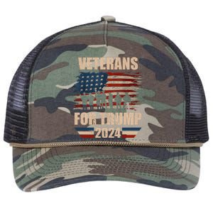 Veterans For Trump 2024 Pro American Troops Retro Rope Trucker Hat Cap