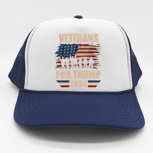 Veterans For Trump 2024 Pro American Troops Trucker Hat