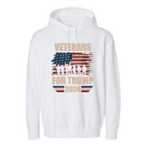 Veterans For Trump 2024 Pro American Troops Garment-Dyed Fleece Hoodie