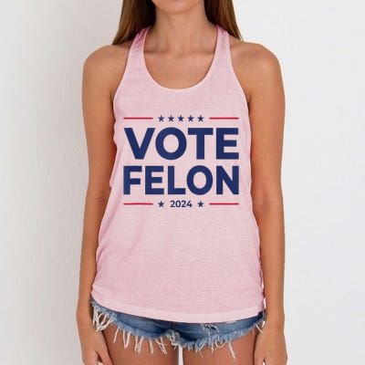 Vote Felon Trump 2024 45 And 47 Funny Vote For The Felon Tank Top Women's Knotted Racerback Tank