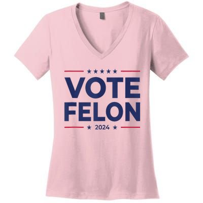 Vote Felon Trump 2024 45 And 47 Funny Vote For The Felon Tank Top Women's V-Neck T-Shirt