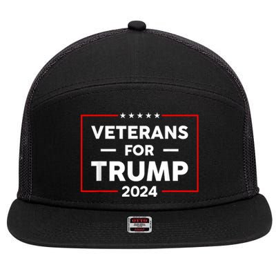 Veterans For Trump 2024 7 Panel Mesh Trucker Snapback Hat