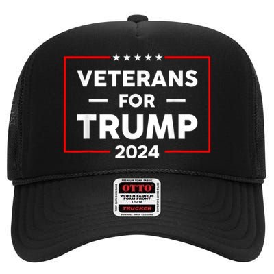 Veterans For Trump 2024 High Crown Mesh Back Trucker Hat