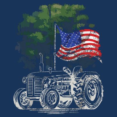 Vintage Farming Tractor American Flag Patriotic Farmer Farm T-Shirt