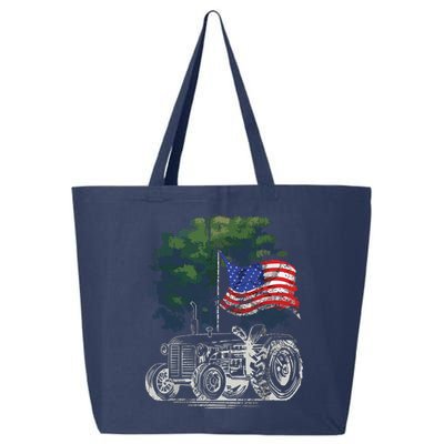 Vintage Farming Tractor American Flag Patriotic Farmer Farm 25L Jumbo Tote