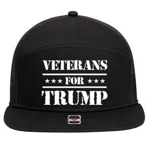 Veterans For Trump 2024 7 Panel Mesh Trucker Snapback Hat