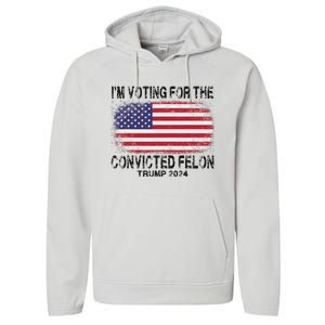 Voting For The Felon Retro American Flag Performance Fleece Hoodie