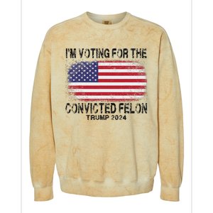 Voting For The Felon Retro American Flag Colorblast Crewneck Sweatshirt