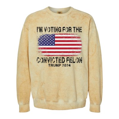 Voting For The Felon Retro American Flag Colorblast Crewneck Sweatshirt