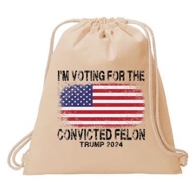 Voting For The Felon Retro American Flag Drawstring Bag